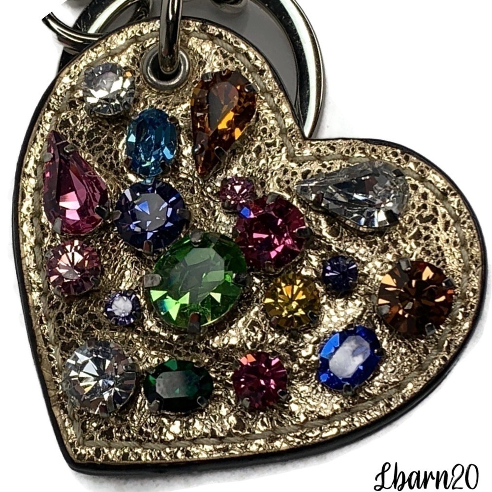 ❤️ Coach Multicolored Jewel Crystal HEART Keychain - Picture 3 of 7